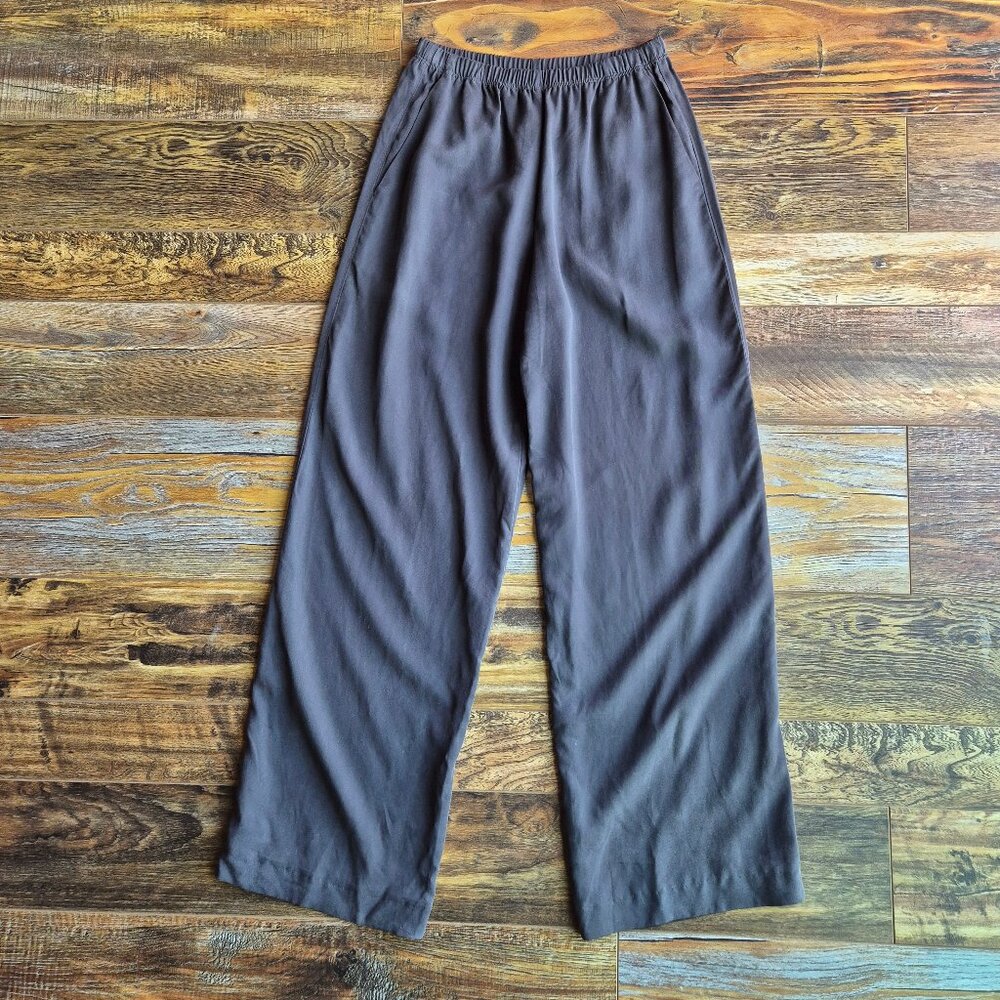 Veronique Miljkovitch Wide-Leg Pants Elastic Pull-On Pocket Tencel Grey